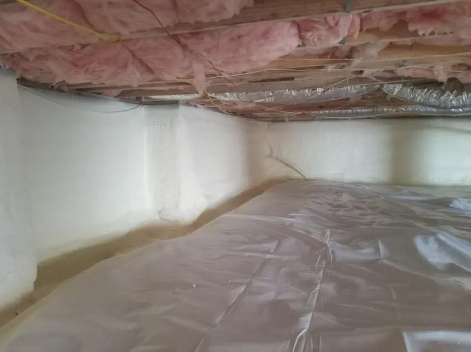 Crawl space encapsulation with closed-cell spray foam for Attic Insulation in South Weber